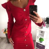 Volangidega & efektsete nööbikestega pidulik kleit (Värvivalik!) 👗👝