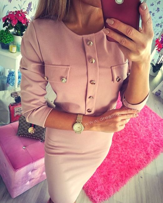 Kuldsete nööpidega naiselik kleit (Värvivalik!) 🕊️🌱👗
